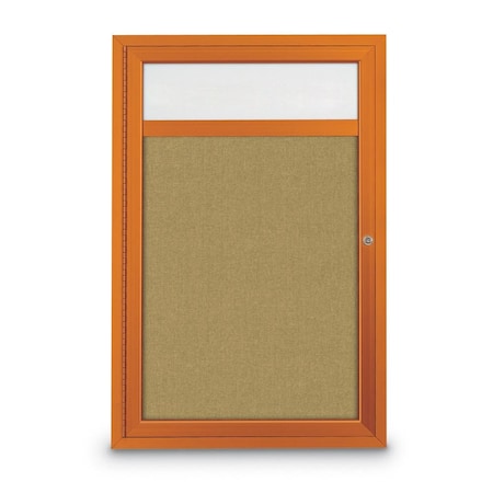United Visual Products Slim Enclosed Corkboard, 30"x36", Bronze Alum Frame/Dark Spruce UVEB3036-BRONZE-DRKSPR